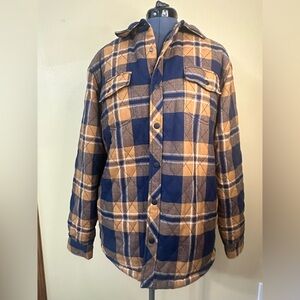 George Men's Navy and Mustard Plaid Shirt Jacket